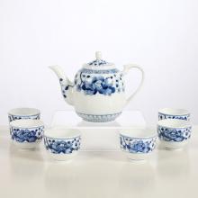 7头手绘青花(huā)花(huā)满园茶具