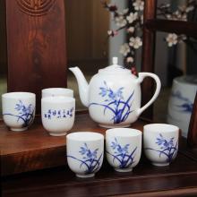 7头青花(huā)兰花(huā)茶具